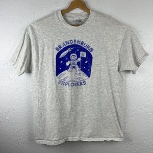 VTG Brandenburg Explorers Space Moon T-Shirt Adult XL Hanes Tag Tee Gray USA